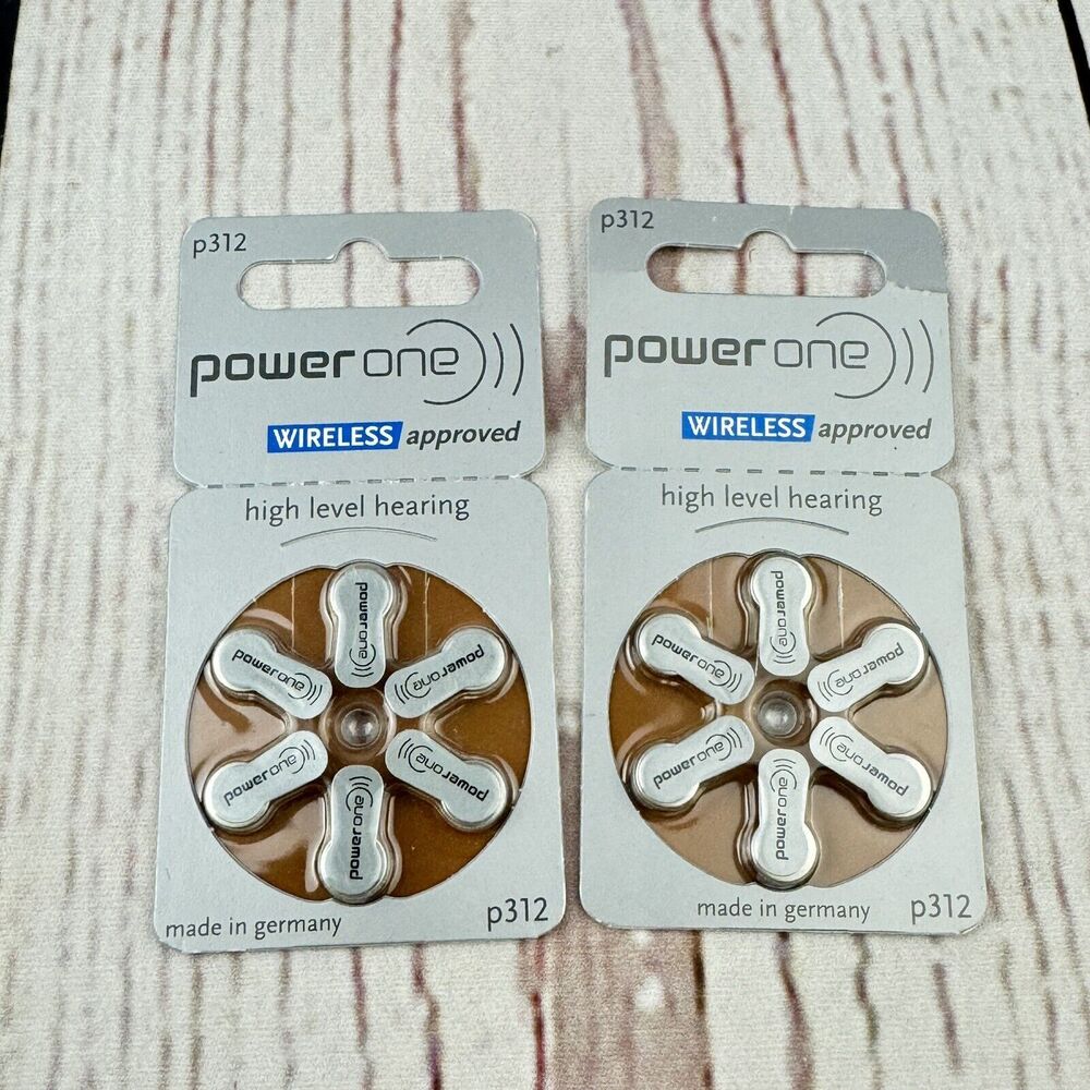 2 Pack PowerOne Size 312 Hearing Aid Zinc Air Batteries 6PK Mercury Free P312